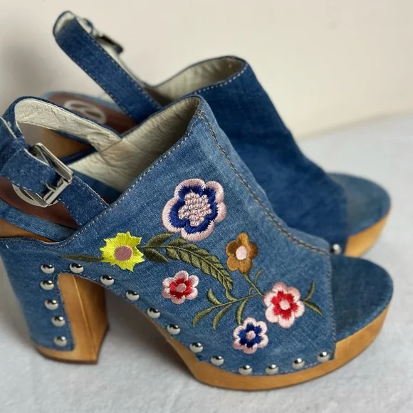 Wishbone Collection Platform denim sandals hippie boho 70s 60s size 9 - Picture 2 of 7